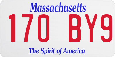 MA license plate 170BY9