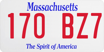 MA license plate 170BZ7