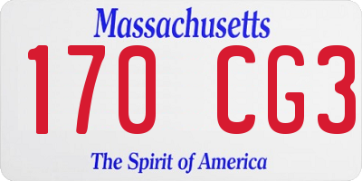 MA license plate 170CG3