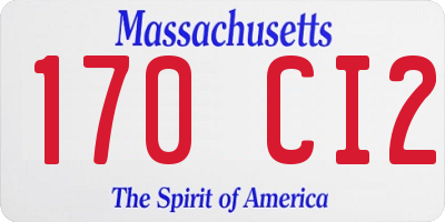 MA license plate 170CI2