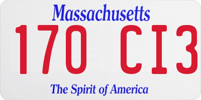 MA license plate 170CI3