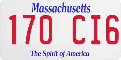 MA license plate 170CI6