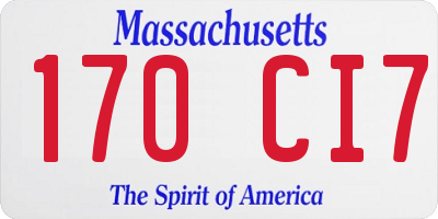 MA license plate 170CI7