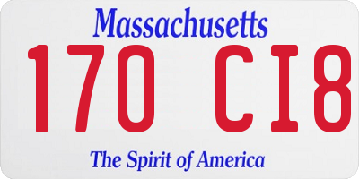 MA license plate 170CI8