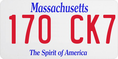 MA license plate 170CK7