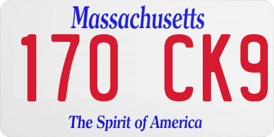 MA license plate 170CK9