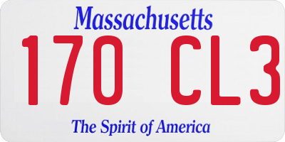 MA license plate 170CL3
