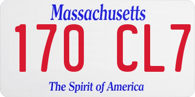 MA license plate 170CL7