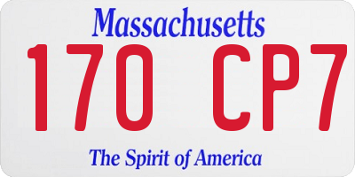 MA license plate 170CP7