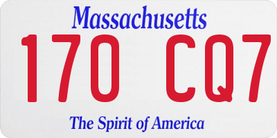 MA license plate 170CQ7