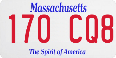 MA license plate 170CQ8