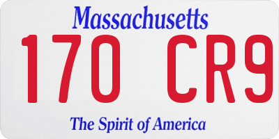 MA license plate 170CR9