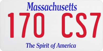 MA license plate 170CS7