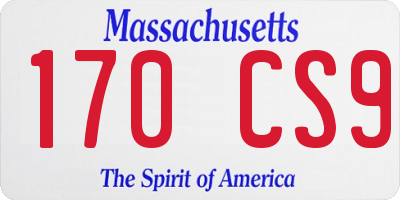 MA license plate 170CS9