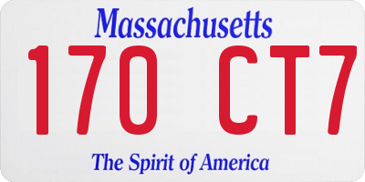 MA license plate 170CT7