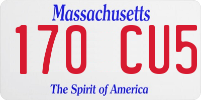 MA license plate 170CU5