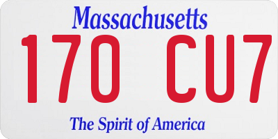 MA license plate 170CU7