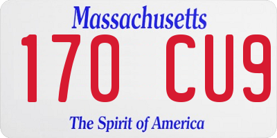 MA license plate 170CU9