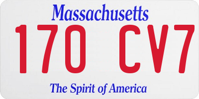 MA license plate 170CV7