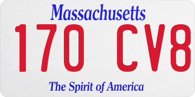 MA license plate 170CV8