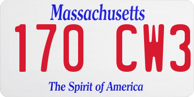 MA license plate 170CW3