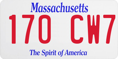 MA license plate 170CW7