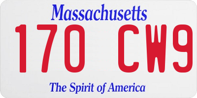 MA license plate 170CW9