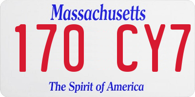 MA license plate 170CY7