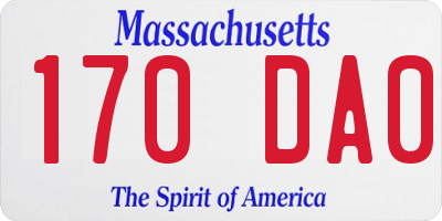 MA license plate 170DA0