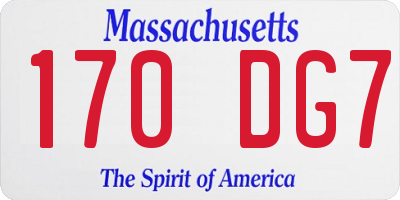 MA license plate 170DG7