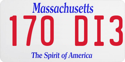 MA license plate 170DI3