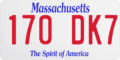 MA license plate 170DK7