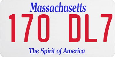 MA license plate 170DL7