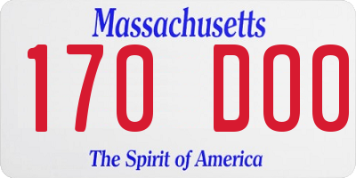 MA license plate 170DO0