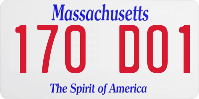 MA license plate 170DO1