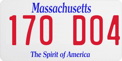 MA license plate 170DO4