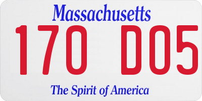 MA license plate 170DO5