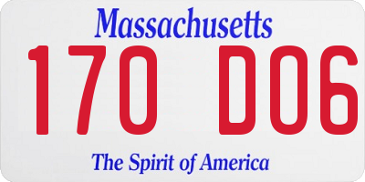 MA license plate 170DO6