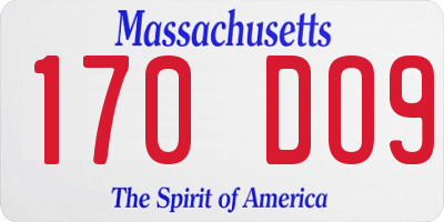 MA license plate 170DO9