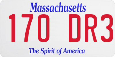MA license plate 170DR3