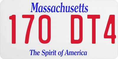 MA license plate 170DT4
