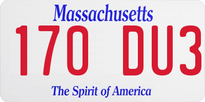 MA license plate 170DU3