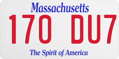 MA license plate 170DU7