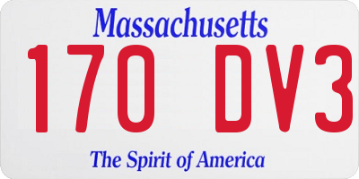 MA license plate 170DV3