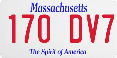 MA license plate 170DV7