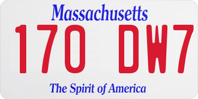 MA license plate 170DW7