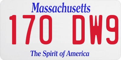 MA license plate 170DW9