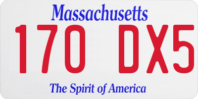 MA license plate 170DX5