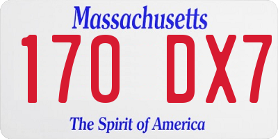MA license plate 170DX7