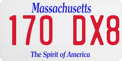 MA license plate 170DX8